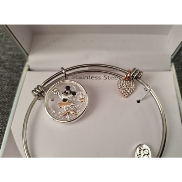 NIB Disney Parks 100th Celebration Minnie Mouse Rose Gold Charm Bracelet - Picture 3 of 7